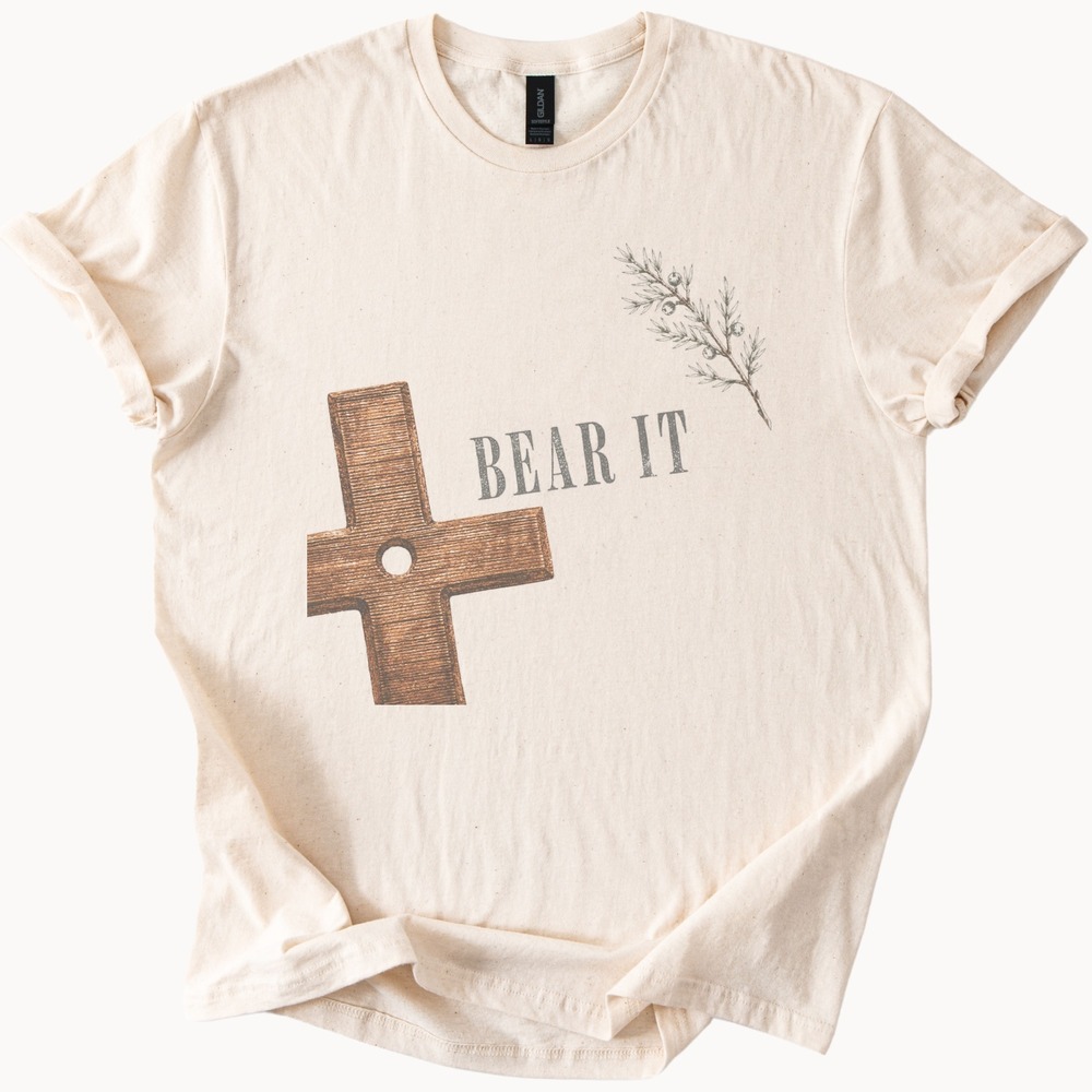 Bear It Wooden Cross Botanical Graphic Tee